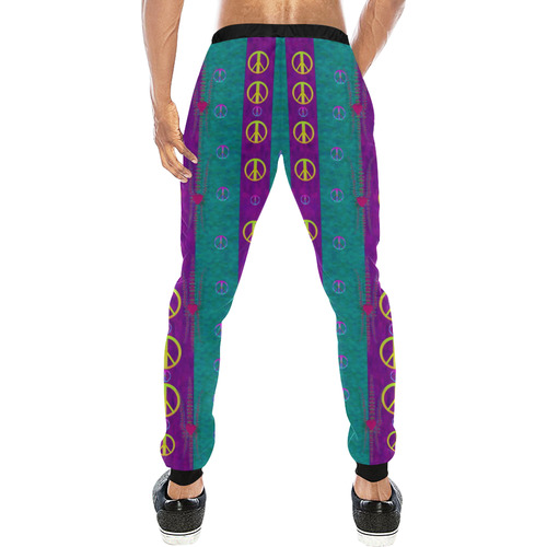 Peace be with us this wonderful year in true love Men's All Over Print Sweatpants (Model L11)