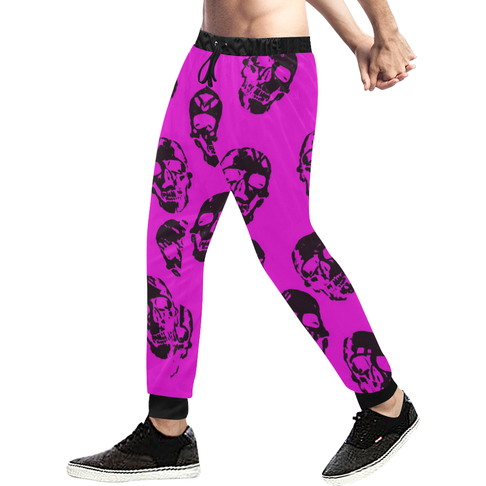 Hot Skulls,hot pink by JamColors Men's All Over Print Sweatpants (Model L11)