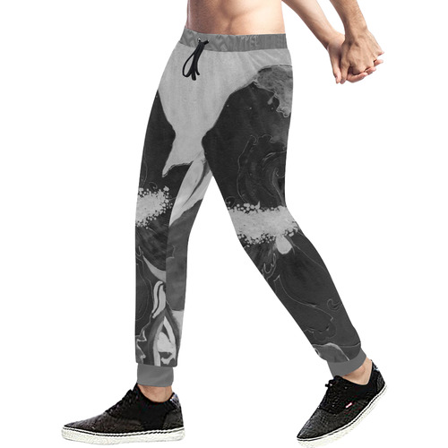 Birthday Yellow Rose Black and White Men's All Over Print Sweatpants (Model L11)