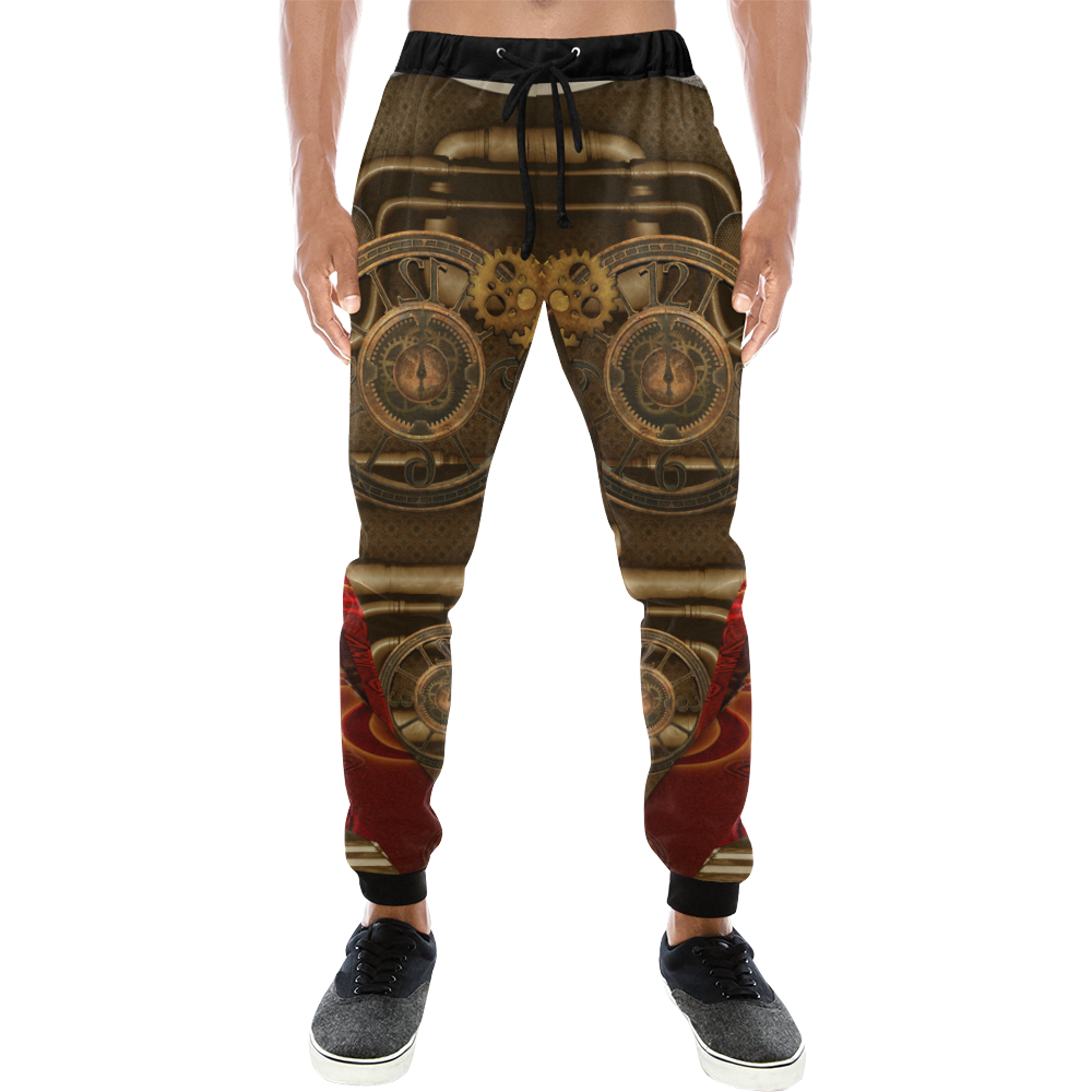 Steampunk, awesome steam lady Men's All Over Print Sweatpants (Model L11)