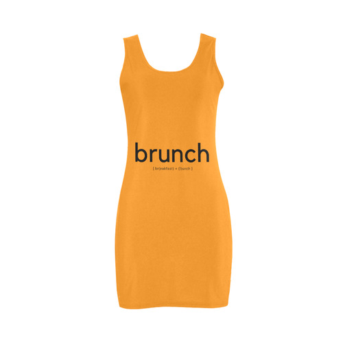 Womens Bodycon Sleeveless Orange Brunch Breakfast Lunch by Tell3People Medea Vest Dress (Model D06)