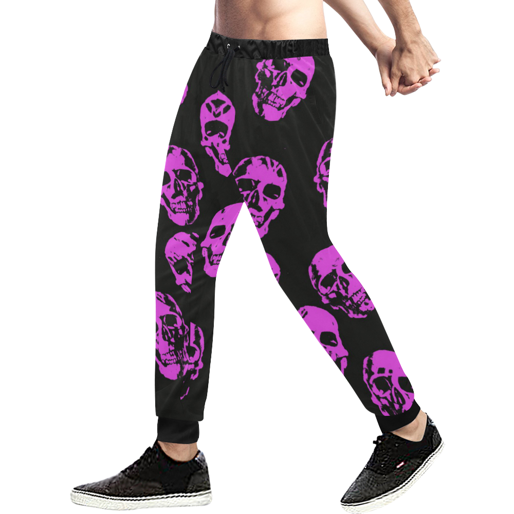 Hot Skulls, pink by JamColors Men's All Over Print Sweatpants (Model L11)