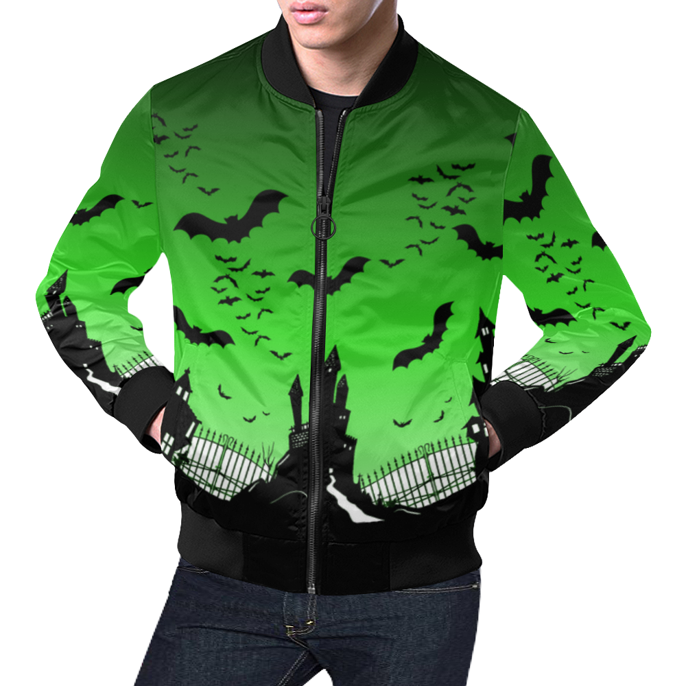 Green Mansion All Over Print Bomber Jacket for Men (Model H19)