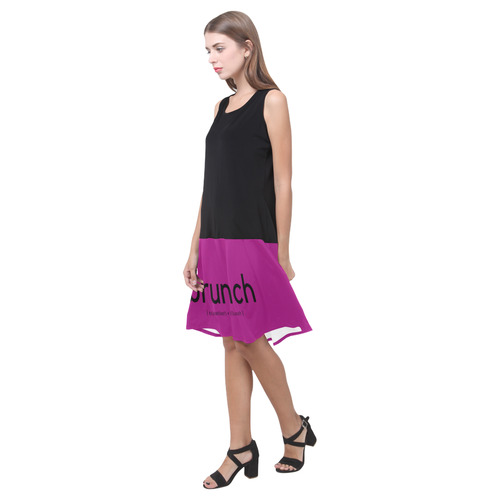 Womens Black Purple Sunday Brunch by Tell3People Sleeveless Splicing Shift Dress(Model D17)