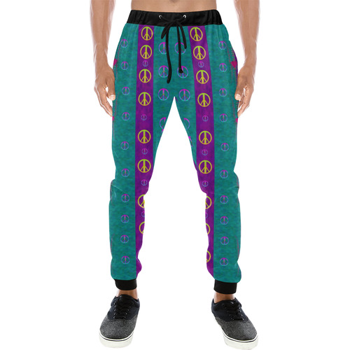 Peace be with us this wonderful year in true love Men's All Over Print Sweatpants (Model L11)