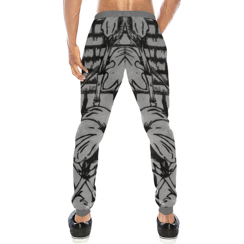 Black and white palm flowers Men's All Over Print Sweatpants (Model L11 ...