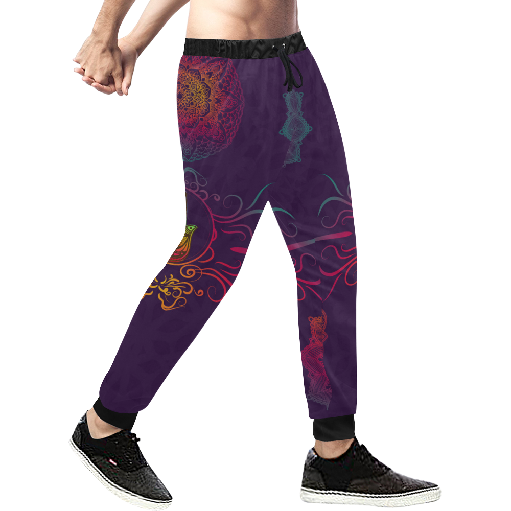 Hamsa Colorful Mandala Men's All Over Print Sweatpants (Model L11)