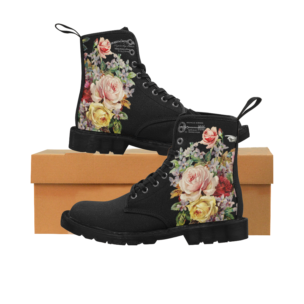Nuit des Roses Martin Boots for Women (Black) (Model 1203H)