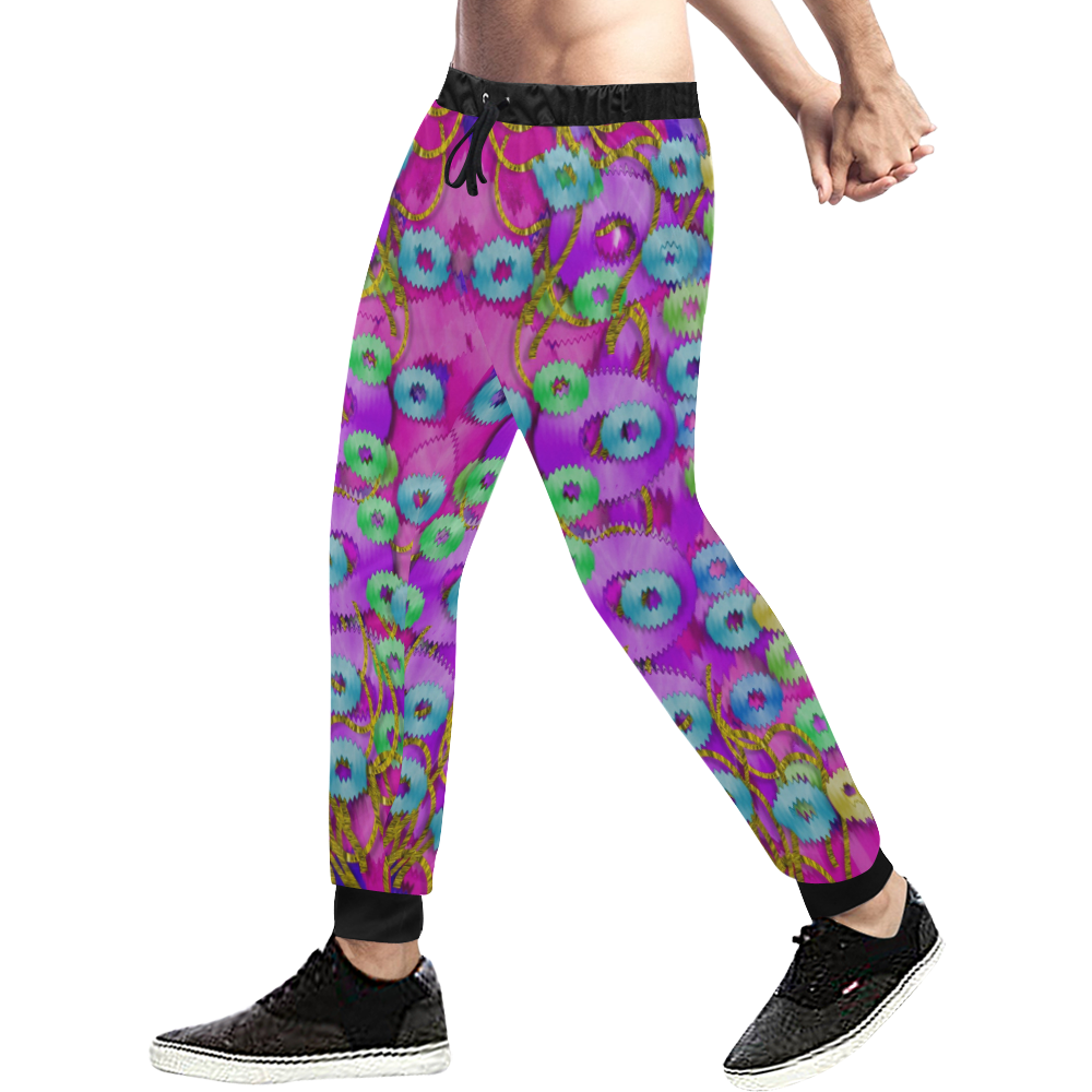 Festive metal and gold in pop-art Men's All Over Print Sweatpants (Model L11)