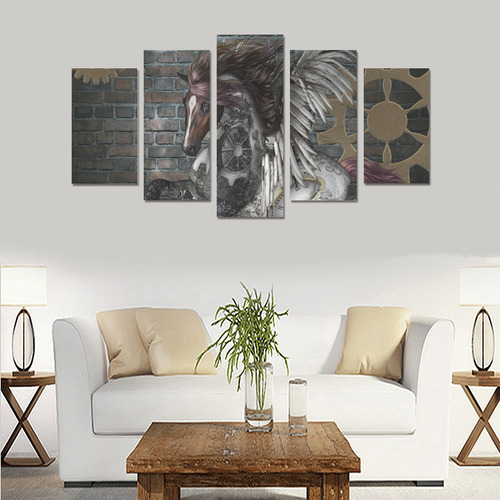 Steampunk, awesome steampunk horse with wings Canvas Print Sets A (No Frame)