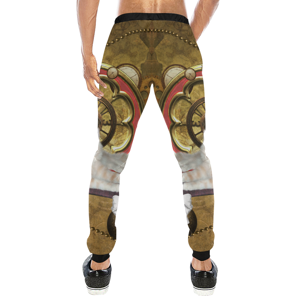 Steampunk, awseome cat clacks and gears Men's All Over Print Sweatpants (Model L11)