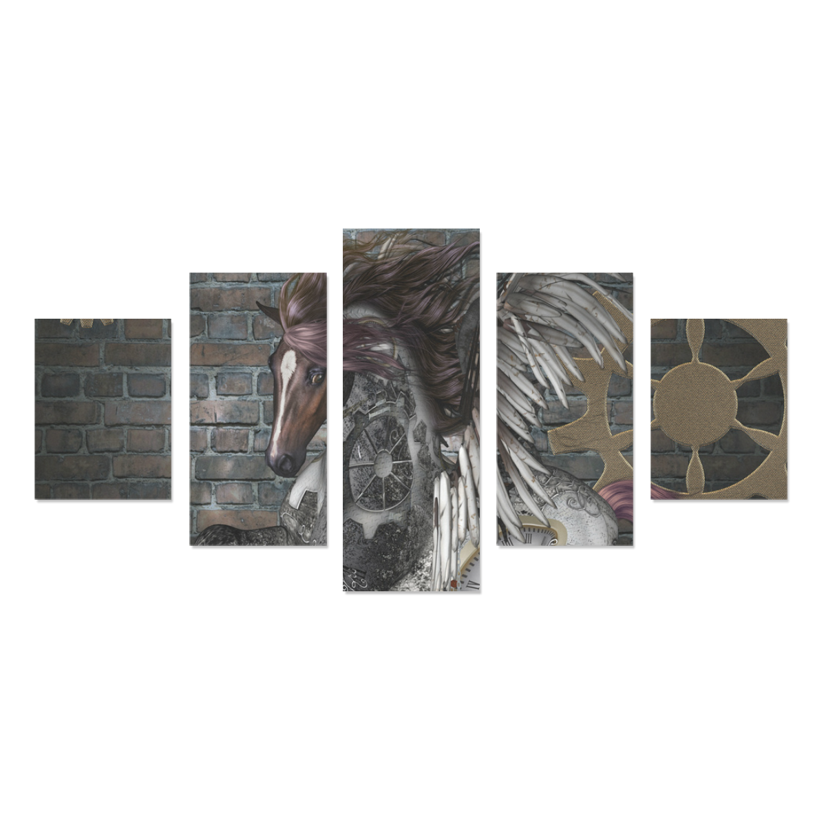 Steampunk, awesome steampunk horse with wings Canvas Print Sets B (No Frame)
