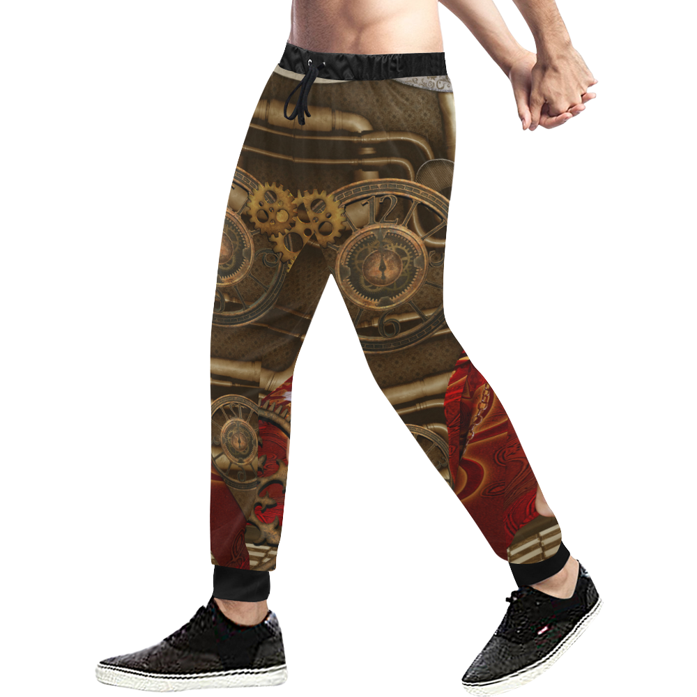 Steampunk, awesome steam lady Men's All Over Print Sweatpants (Model L11)