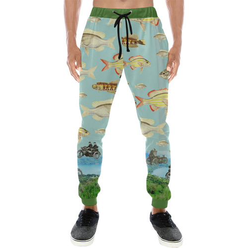 VINTAGE MOTORCYCLES AND COLORFUL FISH... IN THE MOUNTAINS Men's All Over Print Sweatpants (Model L11)