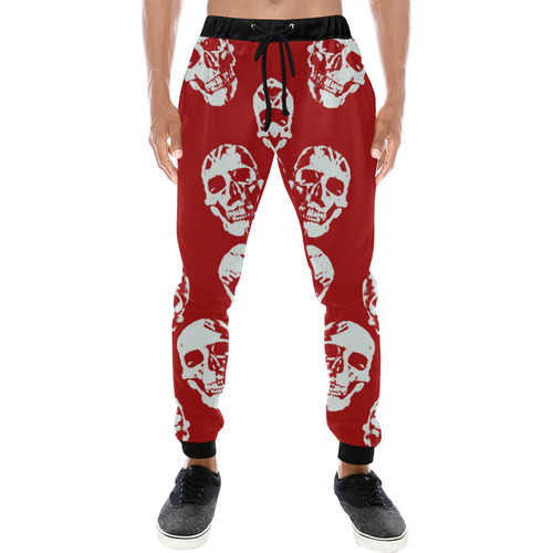 Hot Skulls,red white by JamColors Men's All Over Print Sweatpants (Model L11)