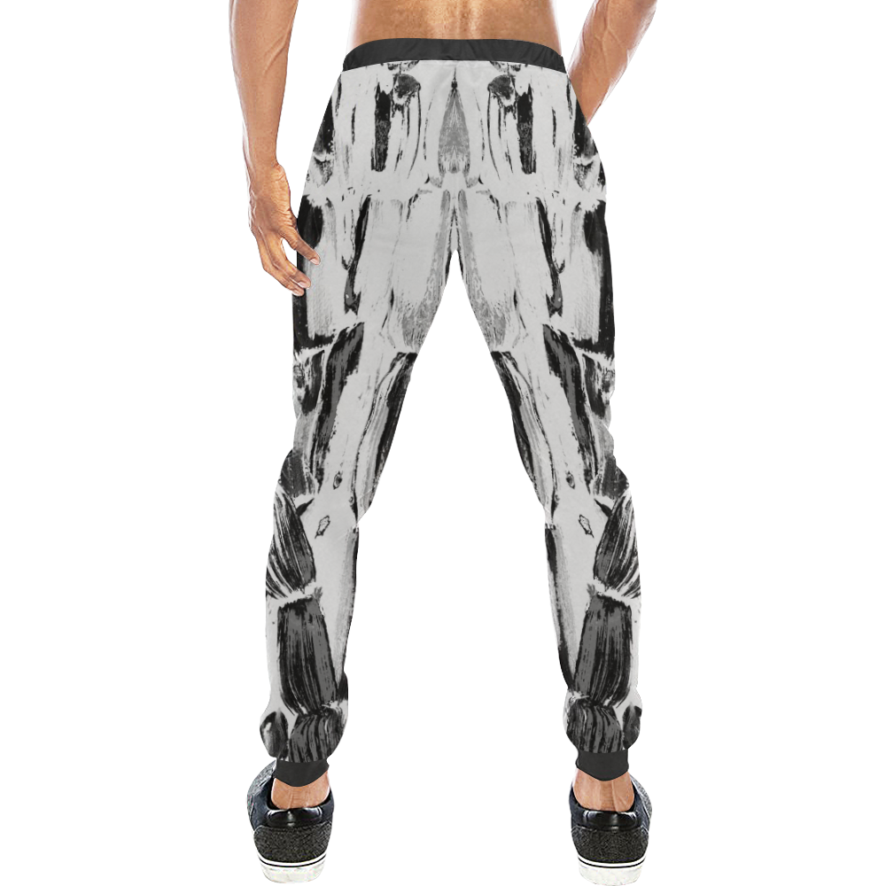 Black and White Sugarcane Men's All Over Print Sweatpants (Model L11)