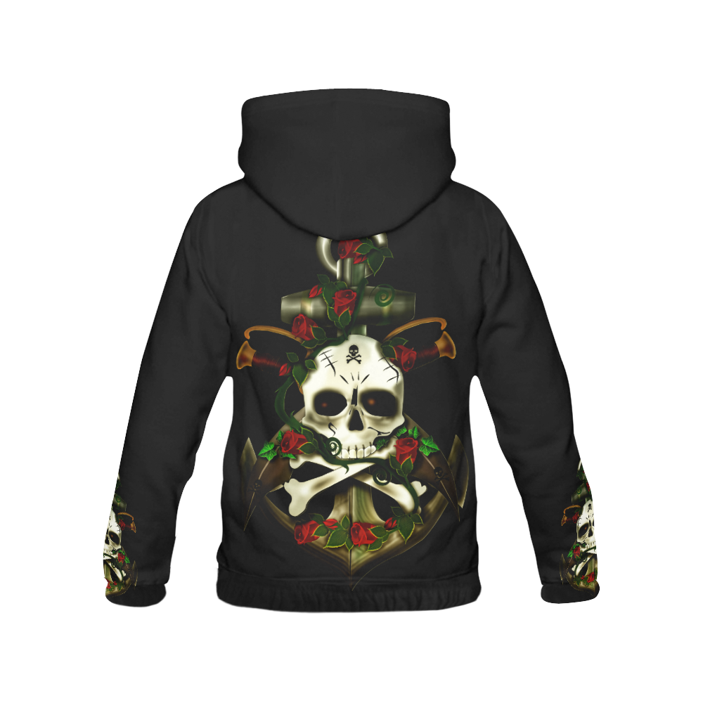 Skull Sword and Anchor All Over Print Hoodie for Men (USA Size) (Model H13)