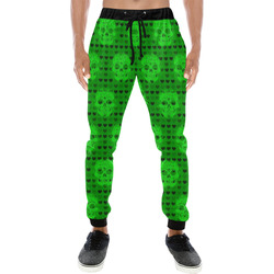 skulls and hearts, green by JamColors Men's All Over Print Sweatpants (Model L11)