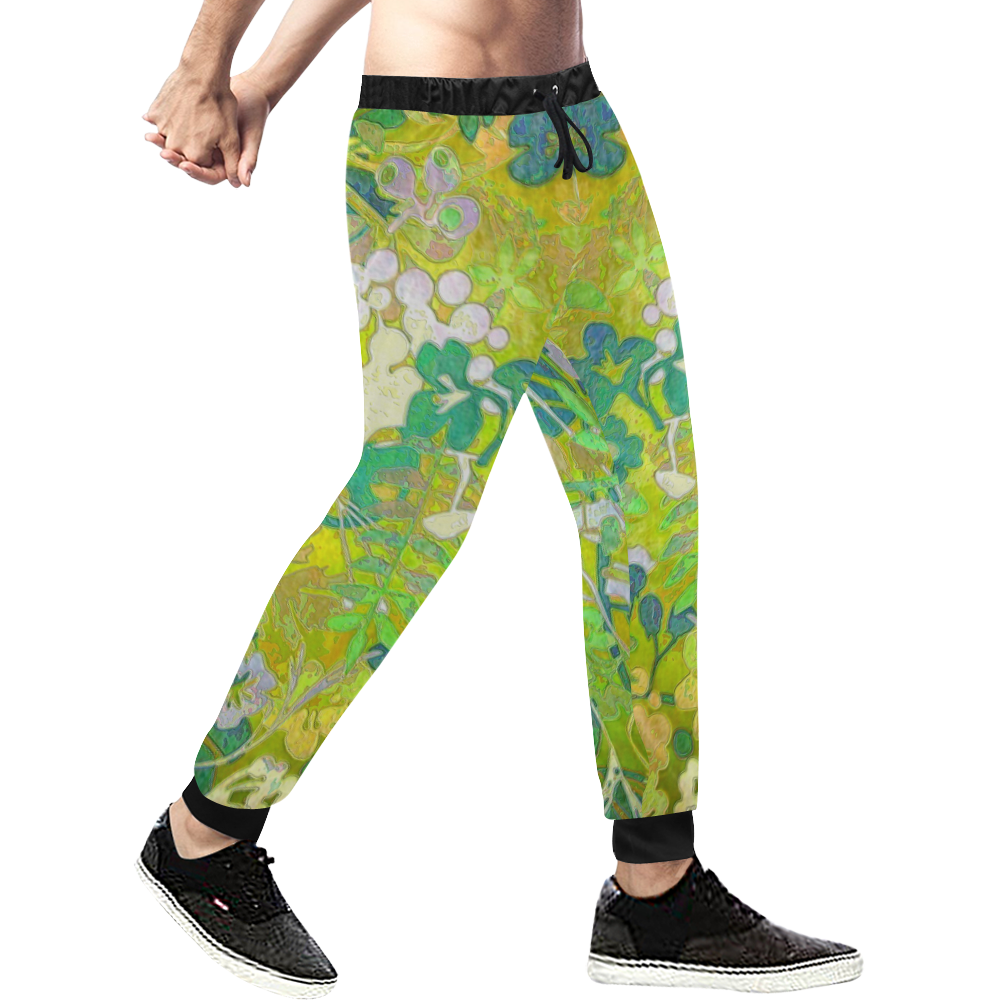 floral 1 retro abstract Men's All Over Print Sweatpants (Model L11)