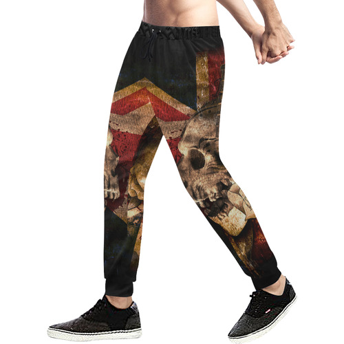 Grunge Skull and British Flag Men's All Over Print Sweatpants (Model L11)