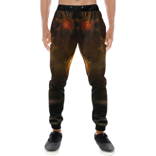 Sweet steampunk girl on the beach Men's All Over Print Sweatpants (Model L11)