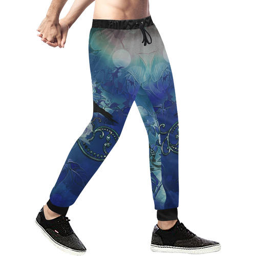 The crow with wonderful  flowers Men's All Over Print Sweatpants (Model L11)