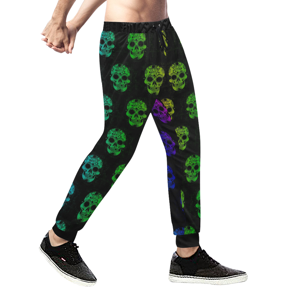 new skull allover pattern  04G by JamColors Men's All Over Print Sweatpants (Model L11)