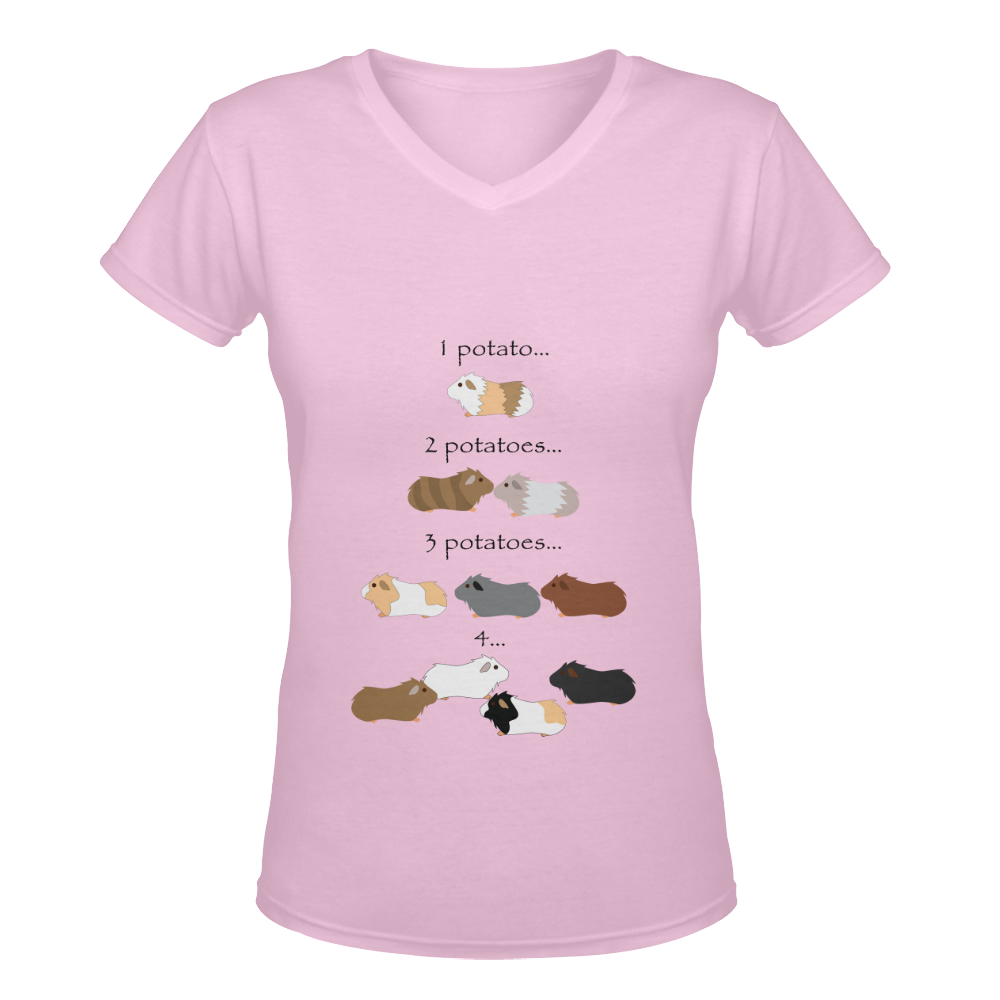 Potato Piggy Pale Pink Women's Deep V-neck T-shirt (Model T19)