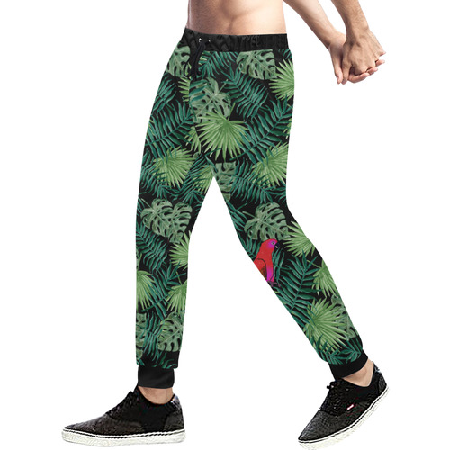 Parrot And Leaves Men's All Over Print Sweatpants (Model L11)