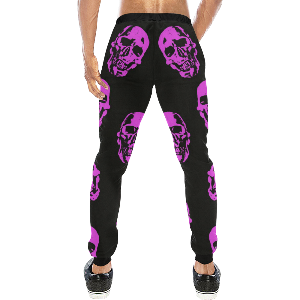 Hot Skulls, pink by JamColors Men's All Over Print Sweatpants (Model L11)