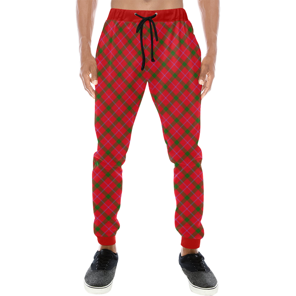 Holiday plaid Men's All Over Print Sweatpants (Model L11)
