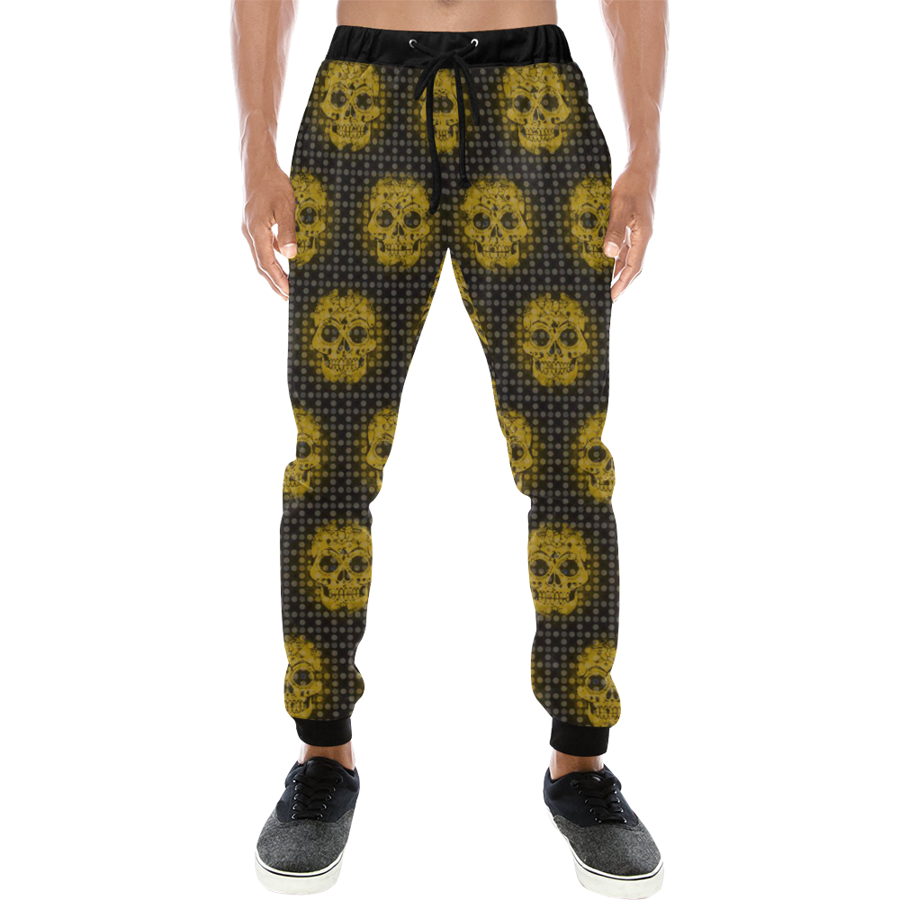 skulls and dotts,golden by JamColors Men's All Over Print Sweatpants (Model L11)