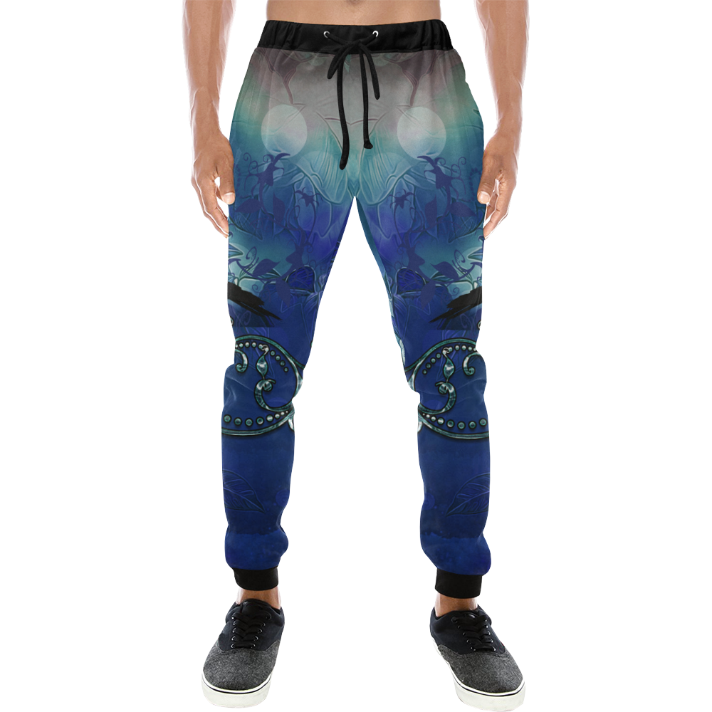 The crow with wonderful  flowers Men's All Over Print Sweatpants (Model L11)