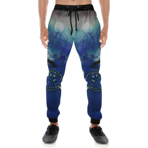 The crow with wonderful  flowers Men's All Over Print Sweatpants (Model L11)