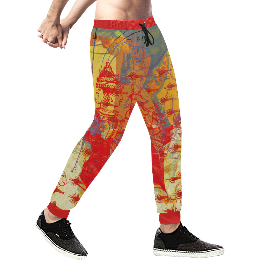 THE ONE BIG QUEEN AND THE MANY LITTLE RED LOBSTERS Men's All Over Print Sweatpants (Model L11)