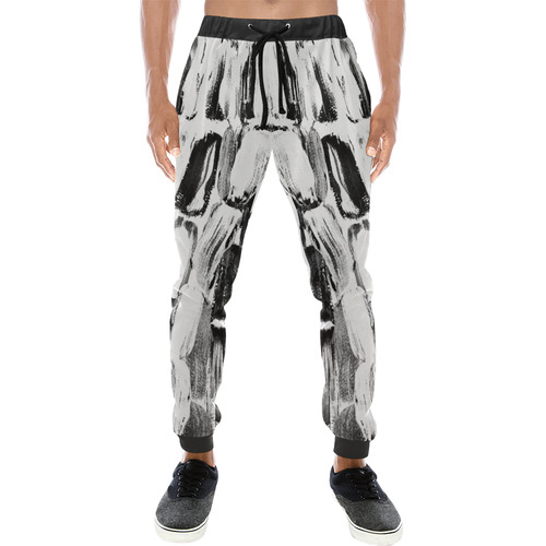 Black and White Sugarcane Men's All Over Print Sweatpants (Model L11)