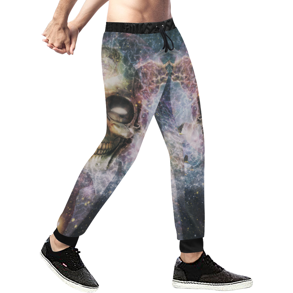 Psychedelic Skull and Galaxy Men's All Over Print Sweatpants (Model L11)