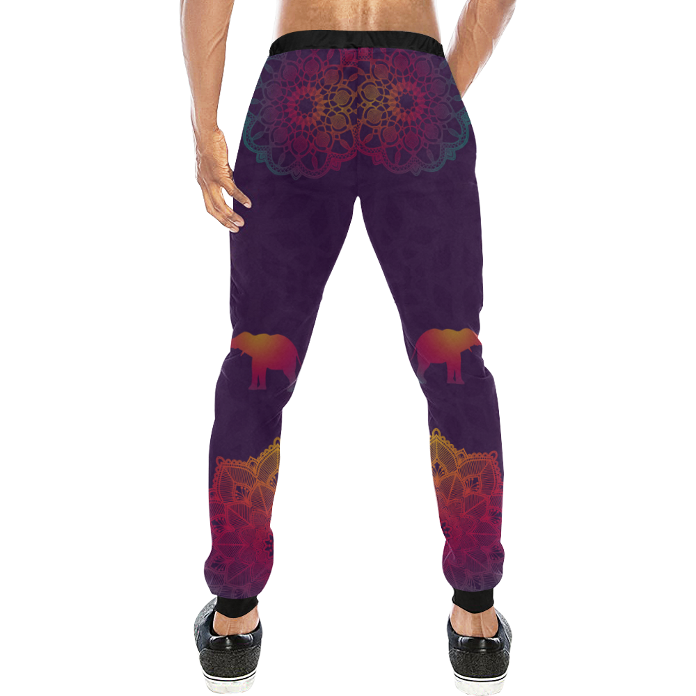 Colorful Elephant Mandala Men's All Over Print Sweatpants (Model L11)