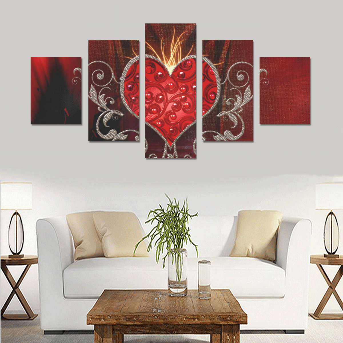 Wonderful heart with wings Canvas Print Sets B (No Frame)