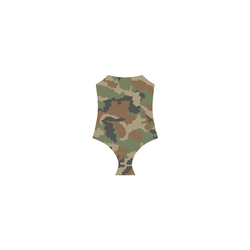 woodland camouflage pattern Strap Swimsuit ( Model S05)