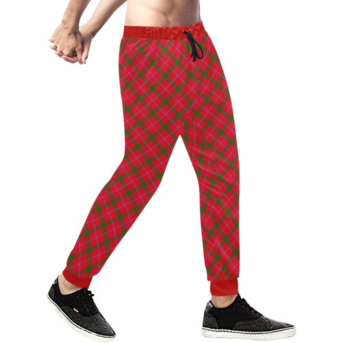 Holiday plaid Men's All Over Print Sweatpants (Model L11)