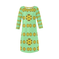 Sun flowers for the soul at peace Round Collar Dress (D22)