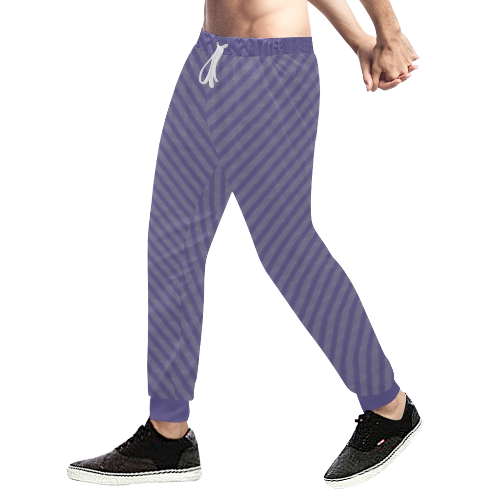 Ultra Violet Diagonal Stripes Men's All Over Print Sweatpants (Model L11)