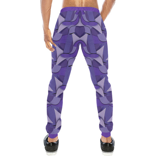 Ultra Violet Abstract Waves Men's All Over Print Sweatpants (Model L11)