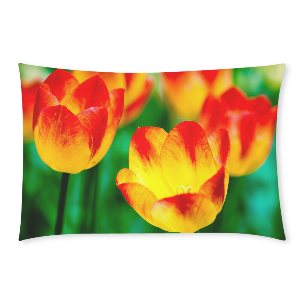 tulip flower flora red yellow green color spring 3-Piece Bedding Set
