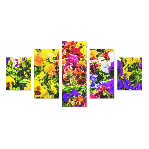 Viola Tricolor Flower colorful beautiful spring Canvas Print Sets B (No Frame)