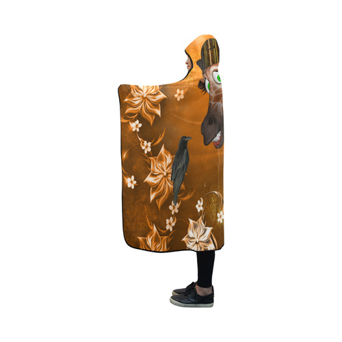 Funny giraffe with feathers Hooded Blanket 50''x40''