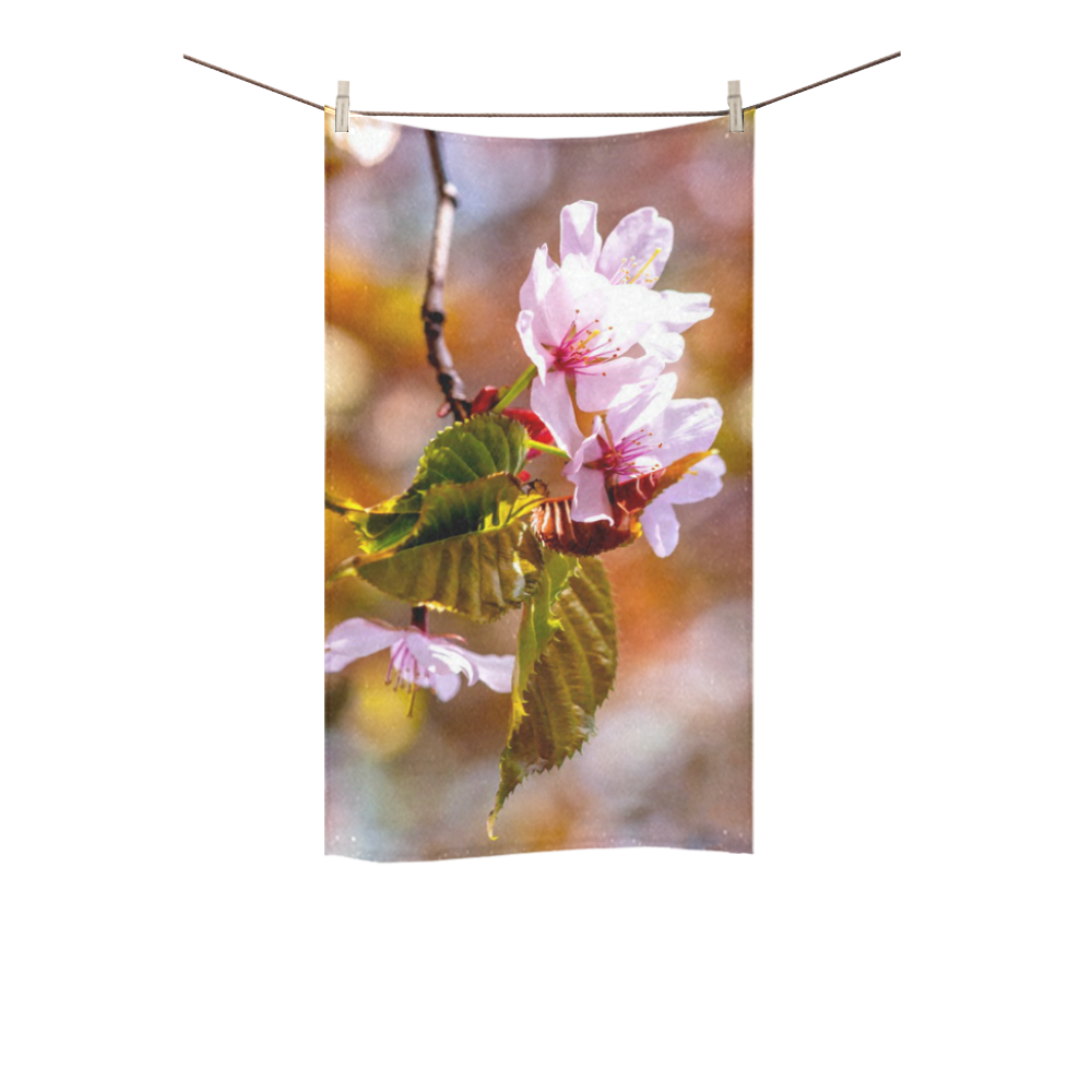 sakura cherry blossom flower spring flora pink Custom Towel 16"x28"