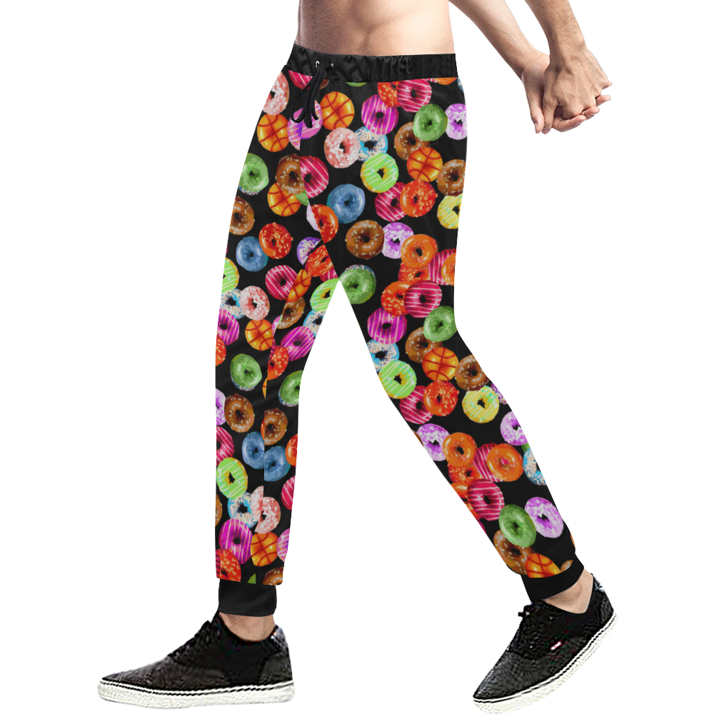 Colorful Yummy DONUTS pattern Men's All Over Print Sweatpants (Model L11)