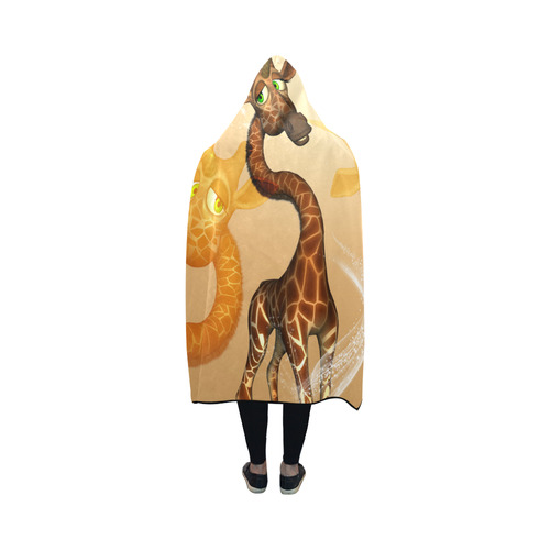 Cute unicorn giraffe Hooded Blanket 50''x40''
